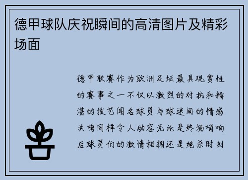 德甲球队庆祝瞬间的高清图片及精彩场面